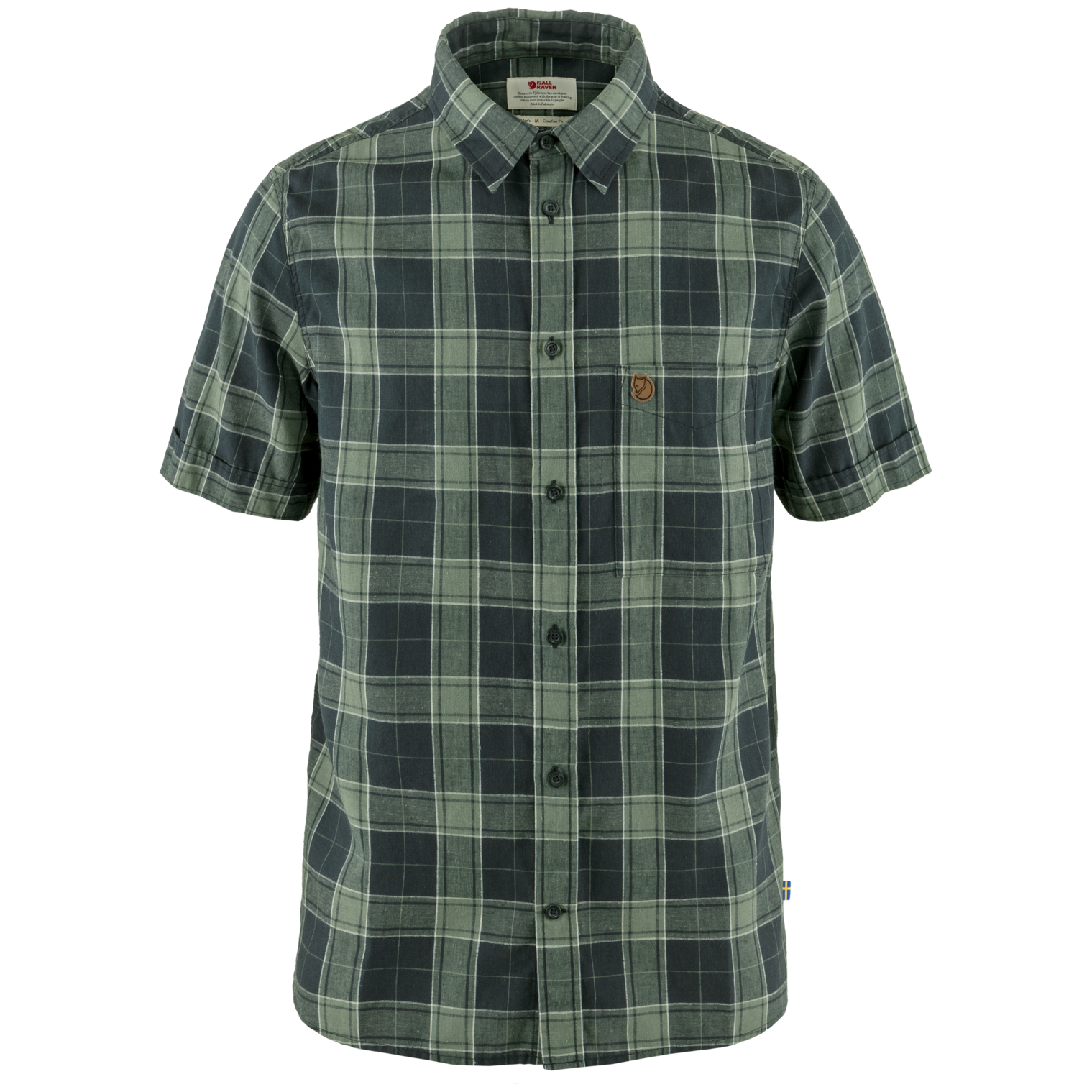 Koszula męska Fjällräven Övik Travel Shirt SS M Rozmiar: L / Kolor: niebieski/zielony