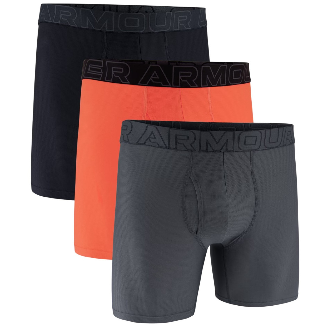 Męskie bokserki Under Armour UA Performance Tech Mesh - Solid 6in 3PK Rozmiar: S / Kolor: czerwony