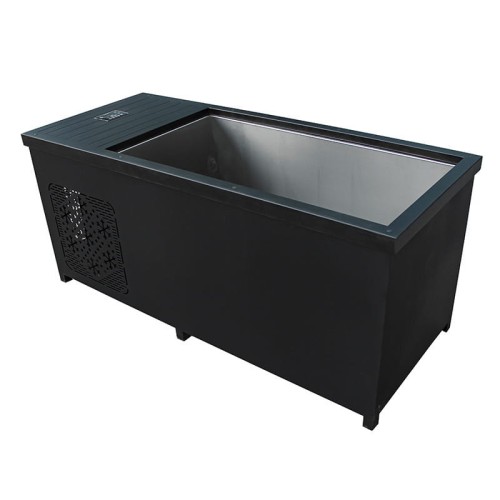HYDROSAN - Wanna lodowa cold tub POLAR 1-osobowa 172x87 cm ze stali nierdzewnej z wykończeniem drewnianym kolor CZARNY POLAR-ICE-BL