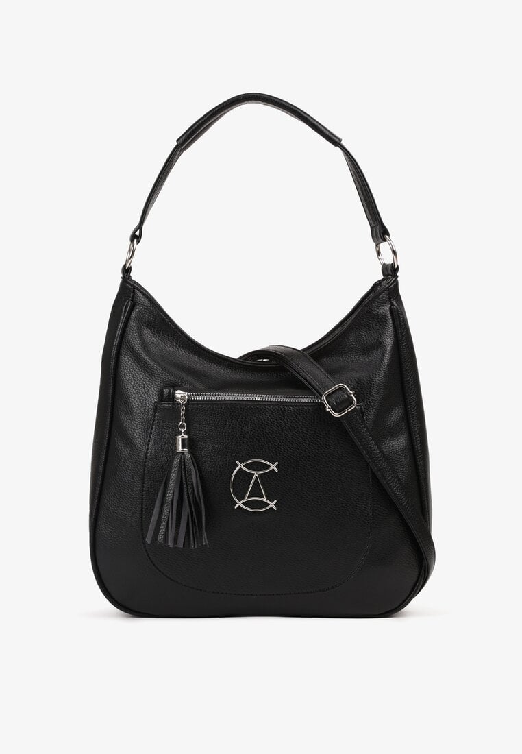 Czarna Torebka Typu Shopper Ozdobiona Frędzlami Felluria