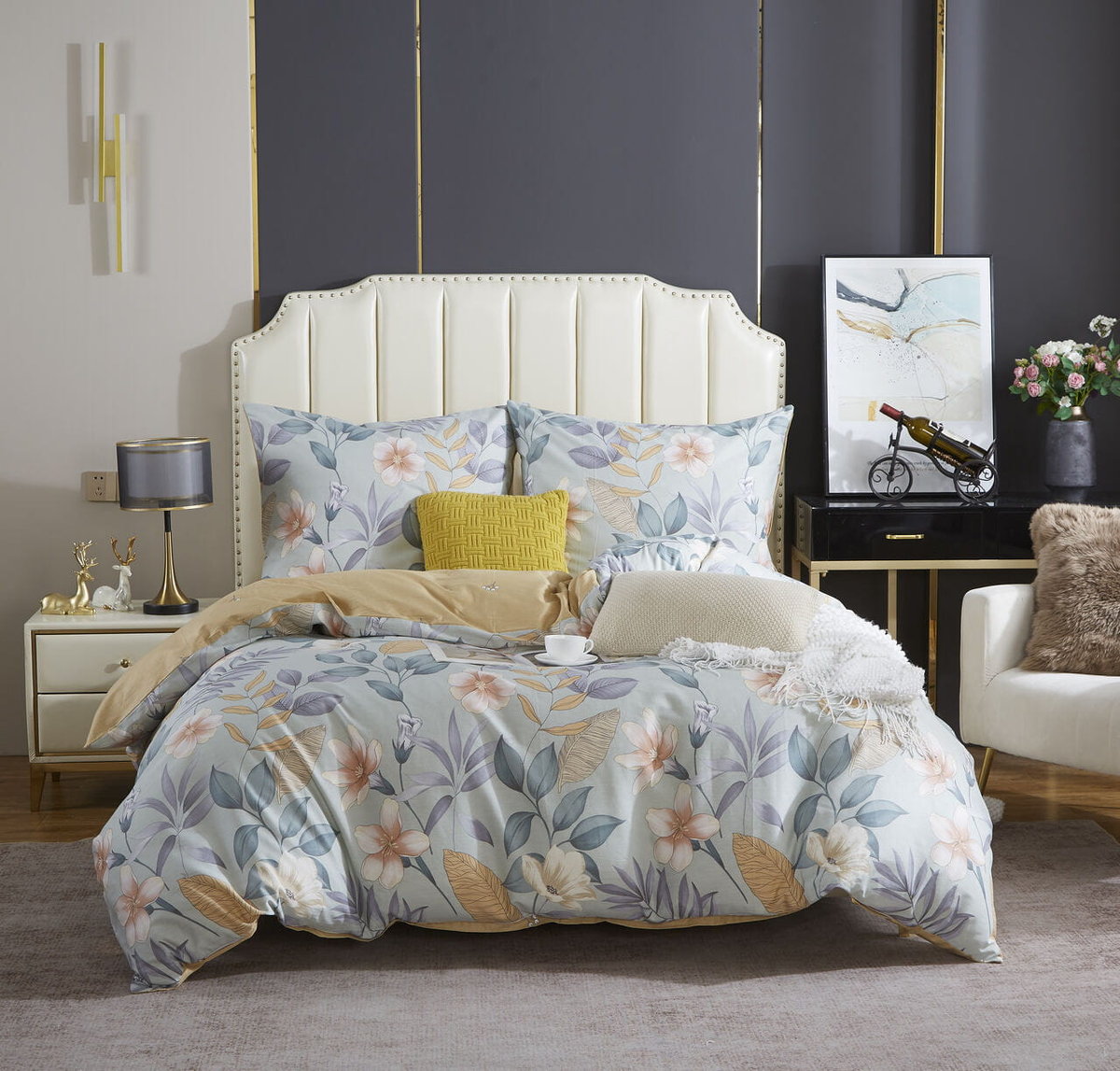 Pościel w Kwiaty Satyna Bawełniana 220x200 XDF 021