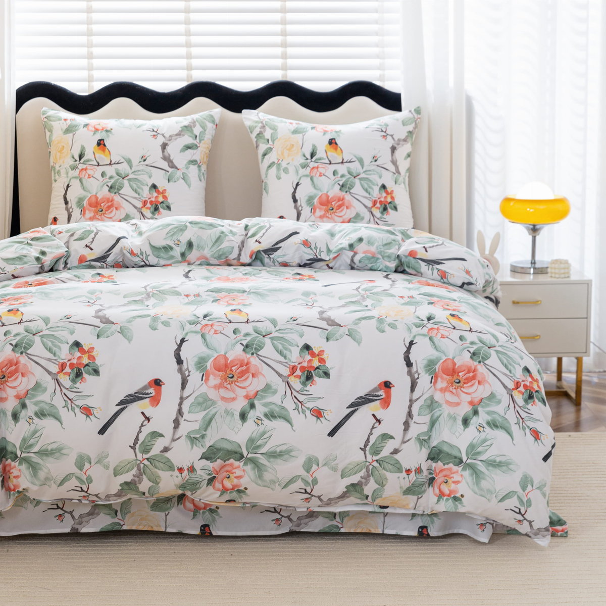 Komplet pościeli 3D Ptaki Liście160x200 3-częściowy