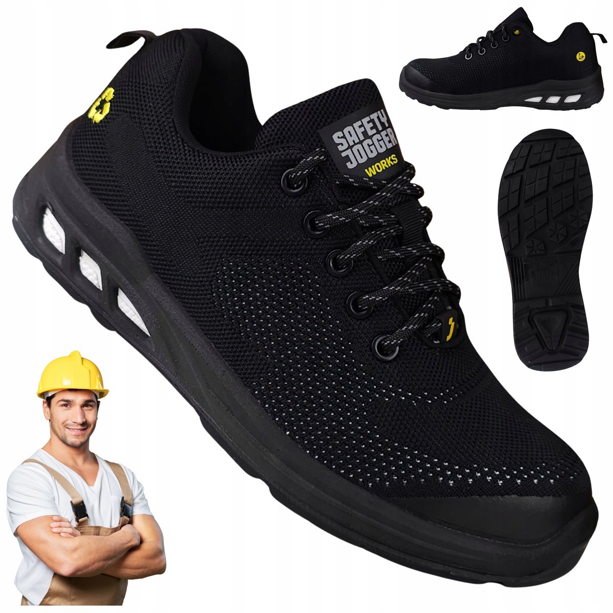 LEKKIE buty ROBOCZE półbuty SPORTOWE męskie ADIDASY damskie z NOSKIEM BHP