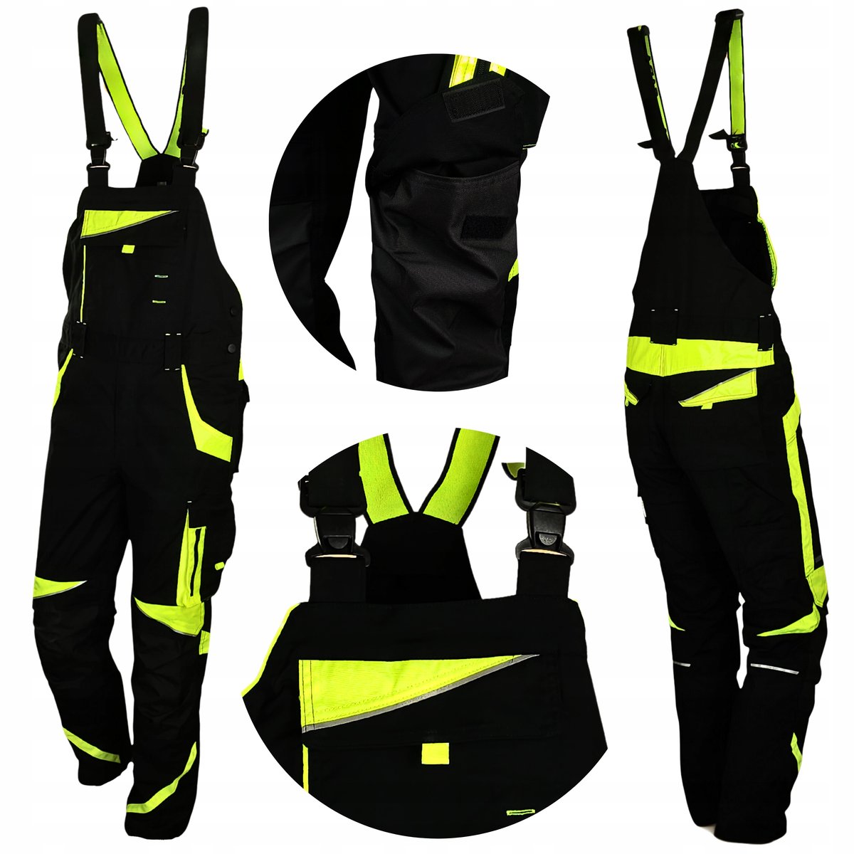 Spodnie ROBOCZE OGRODNICZKI ochronne BHP MOCNE ELASTYCZNE STRETCH NEON