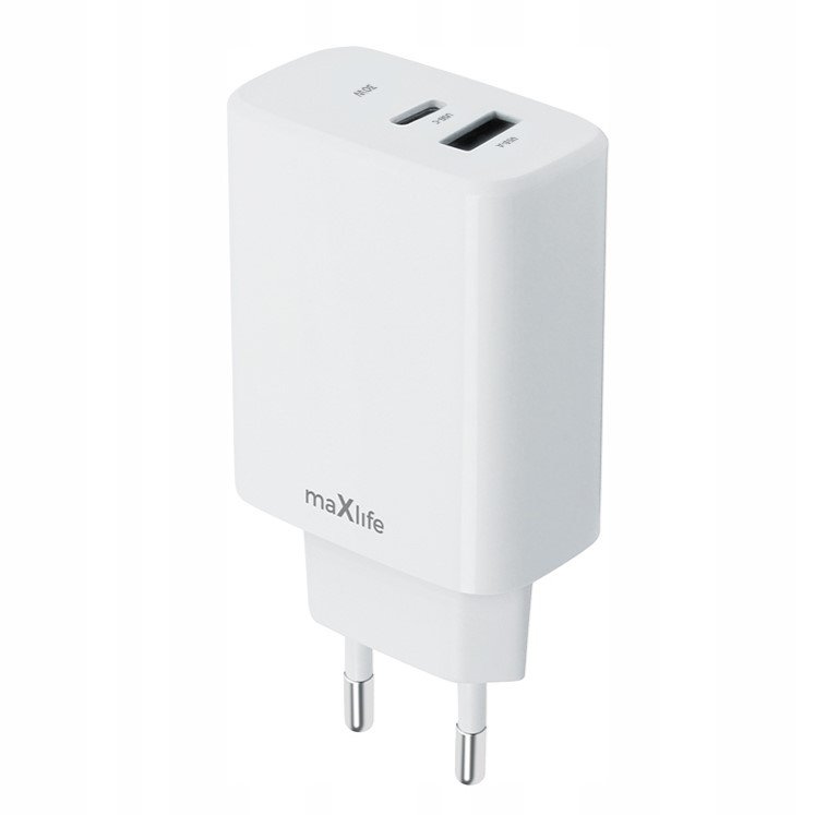 Szybka ładowarka Maxlife MXTC-10-30AC PD 30W 1xUSB-C + 1xUSB Biała