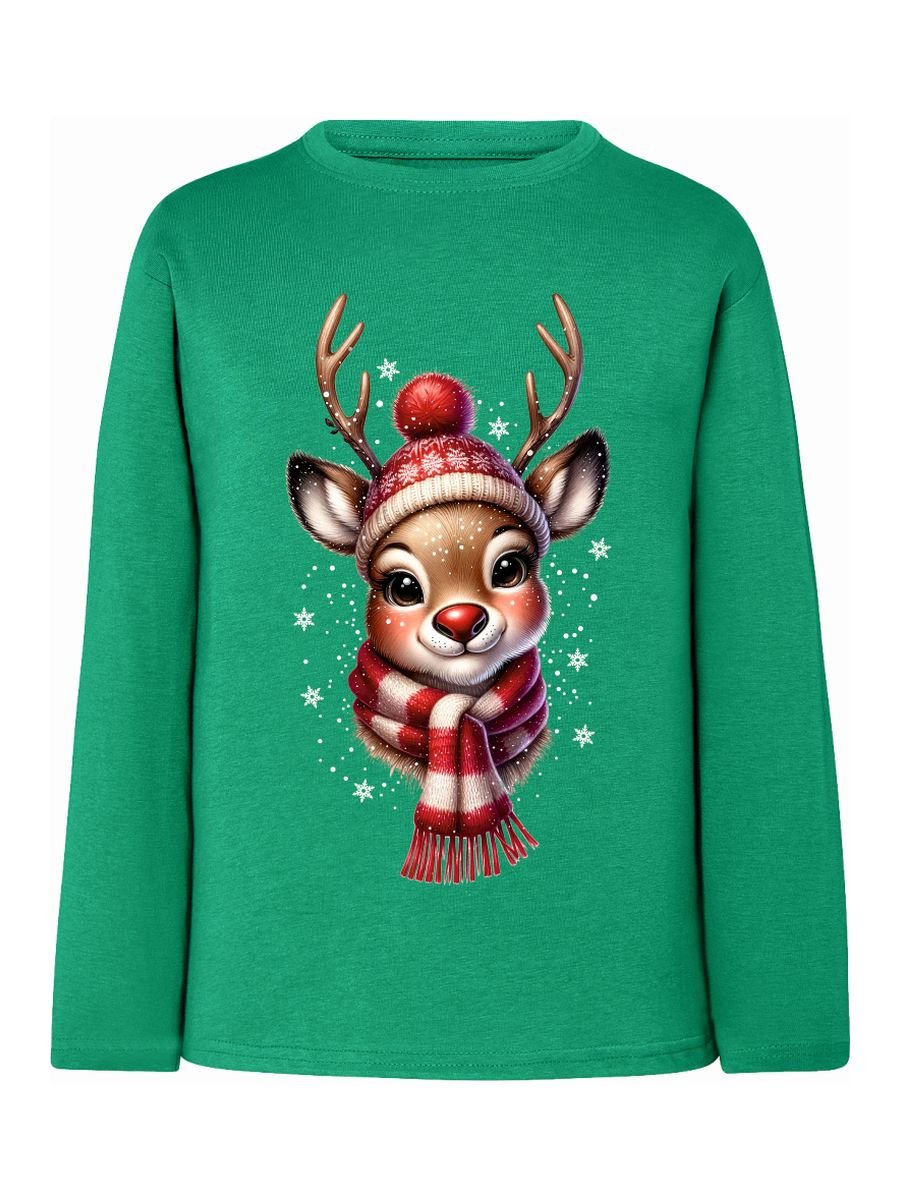 Dziewczęca bluzka z nadrukiem długi rękaw Sarenka zielona Tup Tup