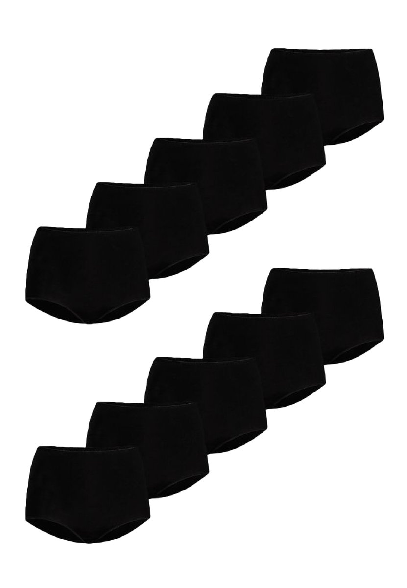 10-Pak majtek bawełnianych z wysokim stanem Classico czarny, Teyli