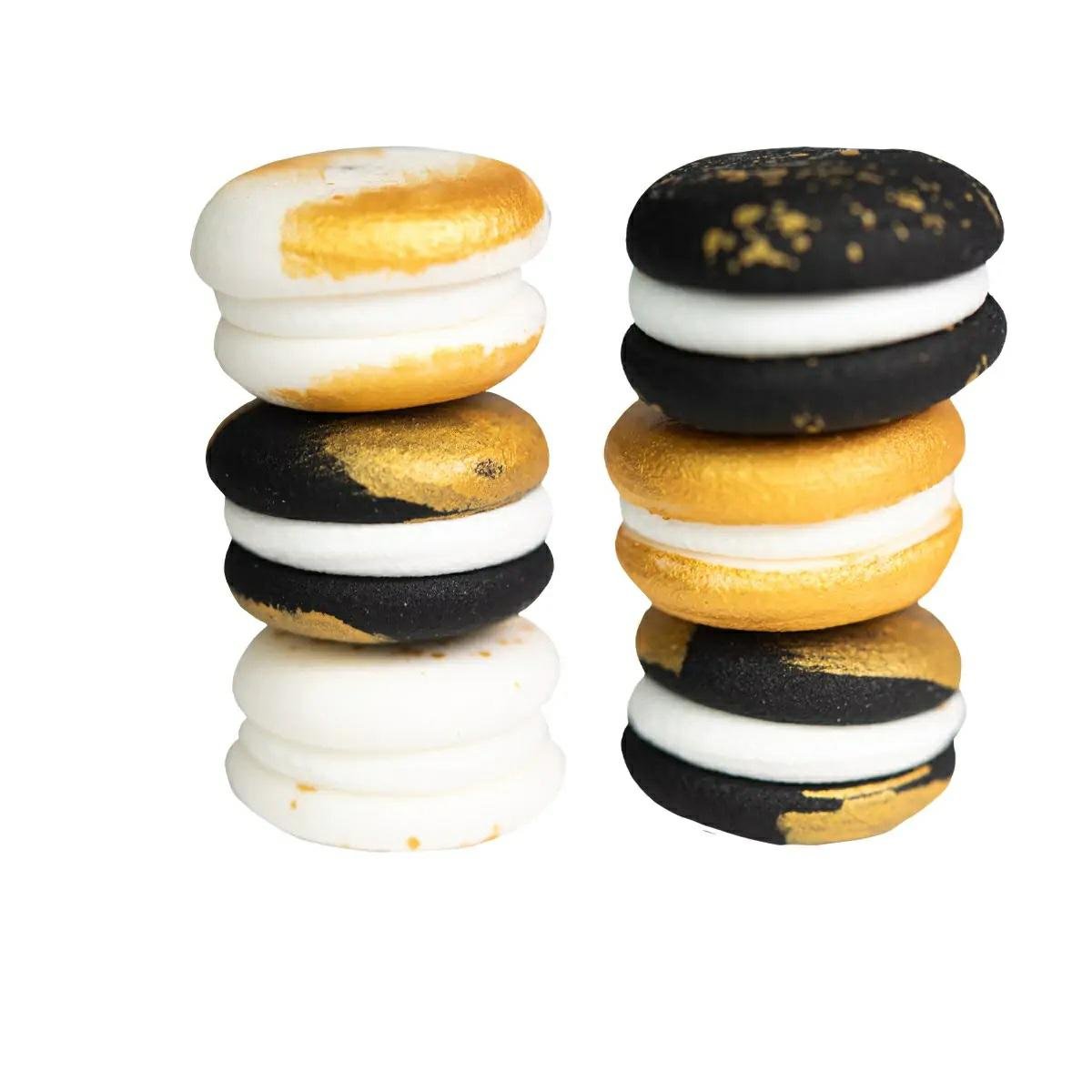 FIGURKA CUKROWA MAKARONIKI CZERŃ ZŁOTO BIEL 6 SZT.