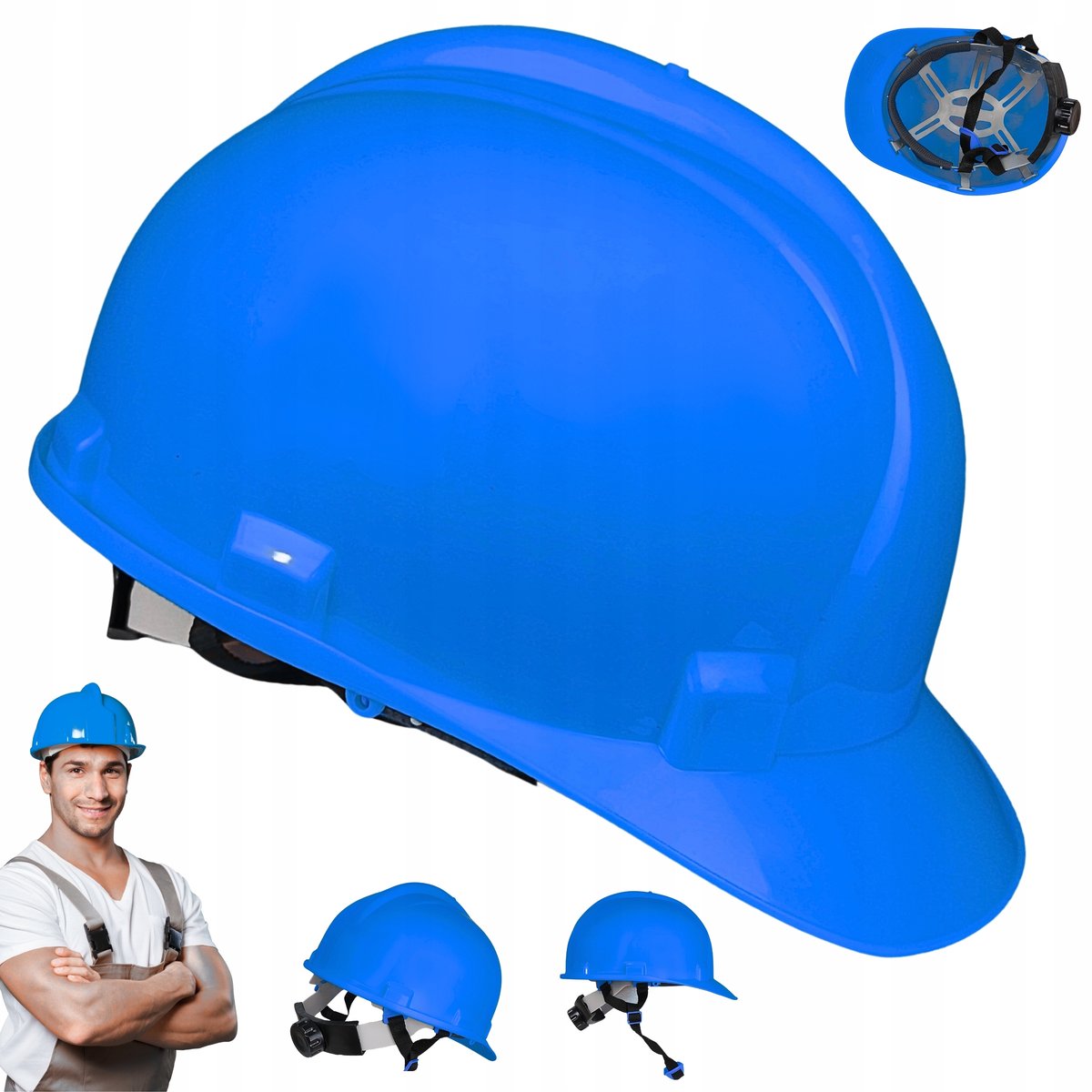 Kask OCHRONNY hełm ROBOCZY budowlany BHP LEKKI przemysłowy 4-punktowy