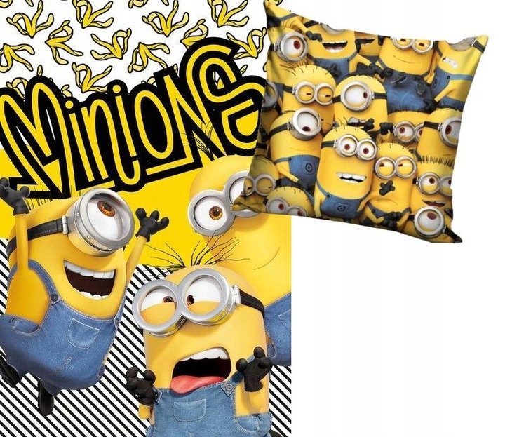 Koc polarowy pled i poduszka Minionki Minionek dziecięca dla dziecka plusz