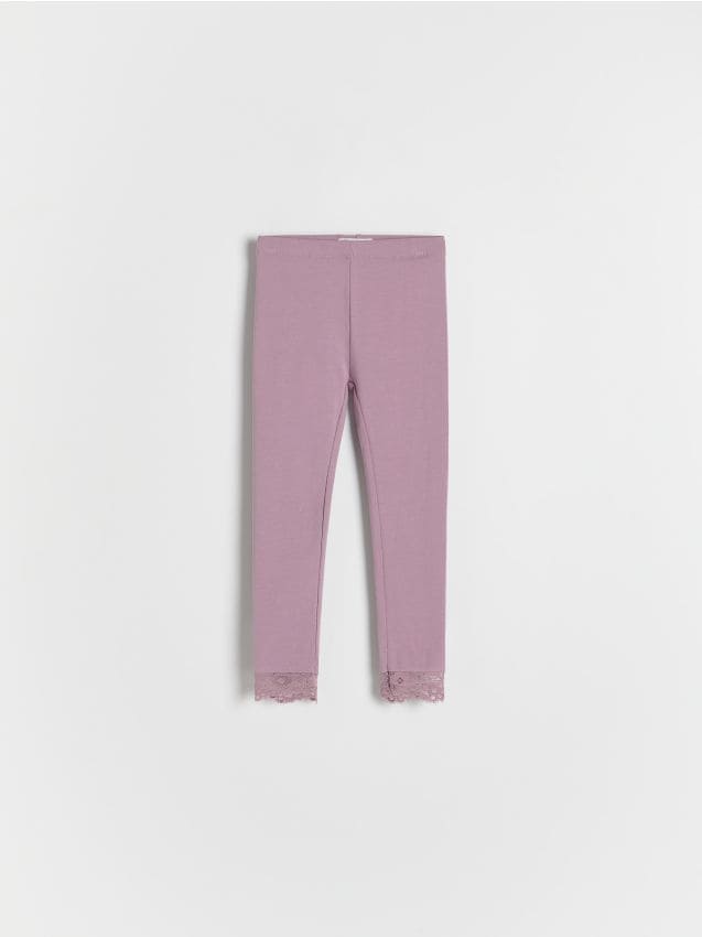 Reserved - Legginsy z koronkową wstawką - fioletowy