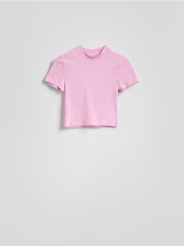 Reserved - Bawełniany t-shirt - pastelowy róż