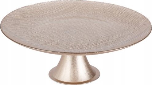 Koopman Patera szklana dekoracyjna na ciasto na nóżce złota 28 cm