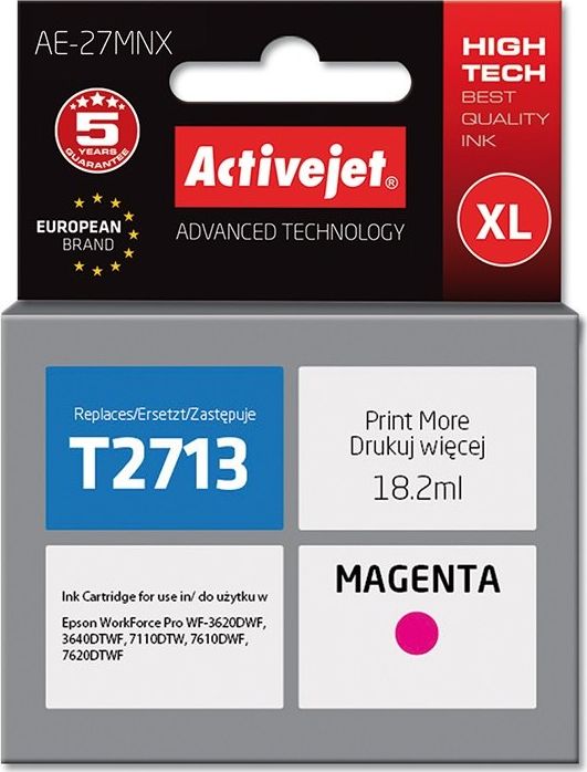 Tusz Activejet Activejet Tusz Activejet AE-27MNX zamiennik Epson 27XL T2713; Supreme; 18 ml; czerwony