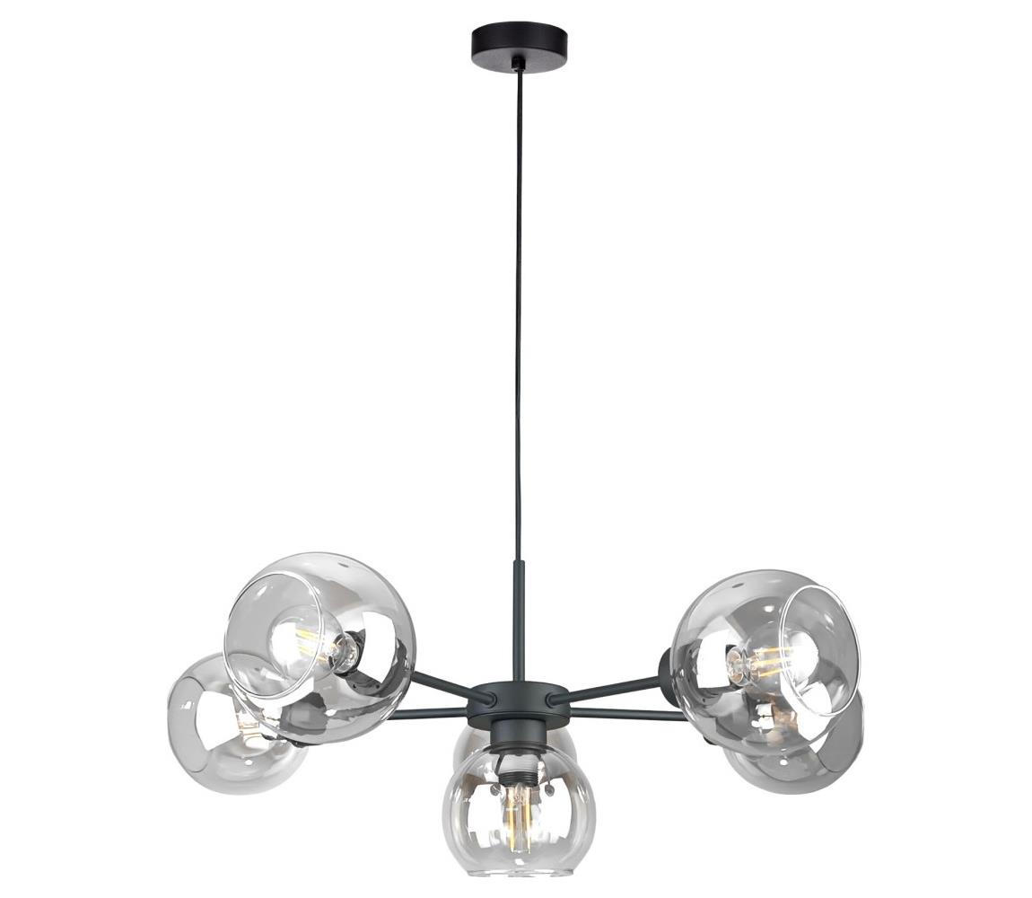 Żyrandol na lince KALIOPE 6xE27/60W/230V czarny/przezroczysty