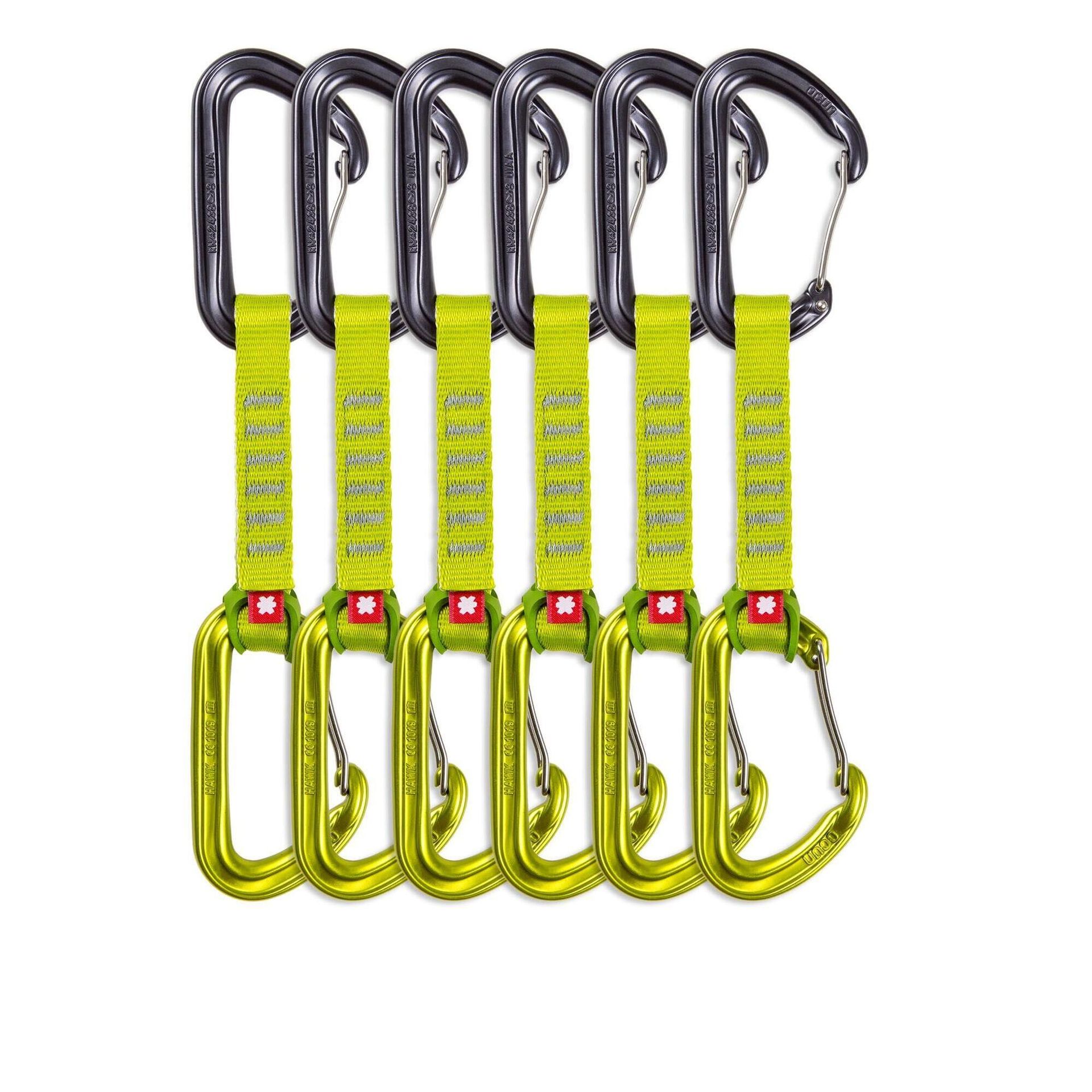 Ekspresy wspinaczkowe Ocun Hawk QD Wire Eco-Pes 16 mm 10 cm 6-pack - green