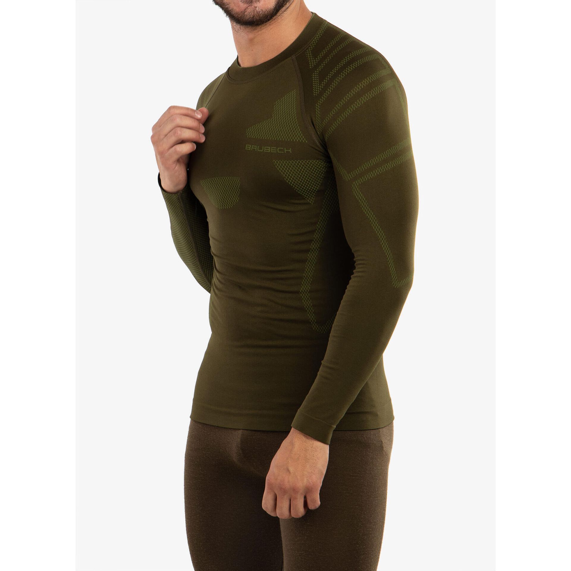 Longsleeve Termoaktywny Męski Bielizna Brubeck RANGER PROTECT - Khaki