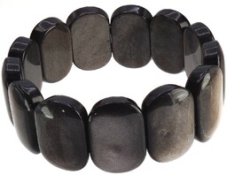 Naturalny Obsydian Srebrny Wyjątkowa Bransoletka