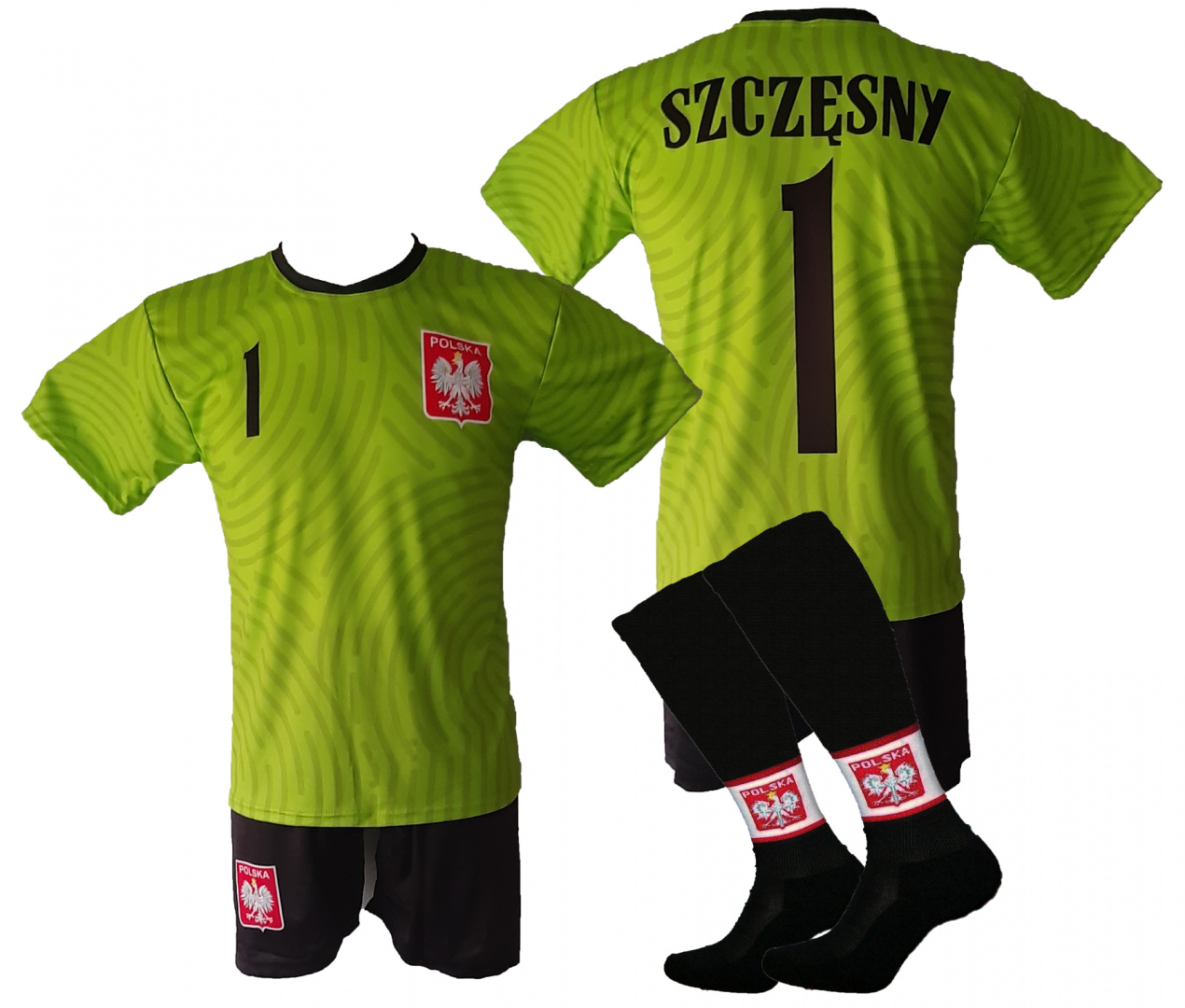 SZCZĘSNY komplet sportowy strój piłkarski POLSKA dla dzieci