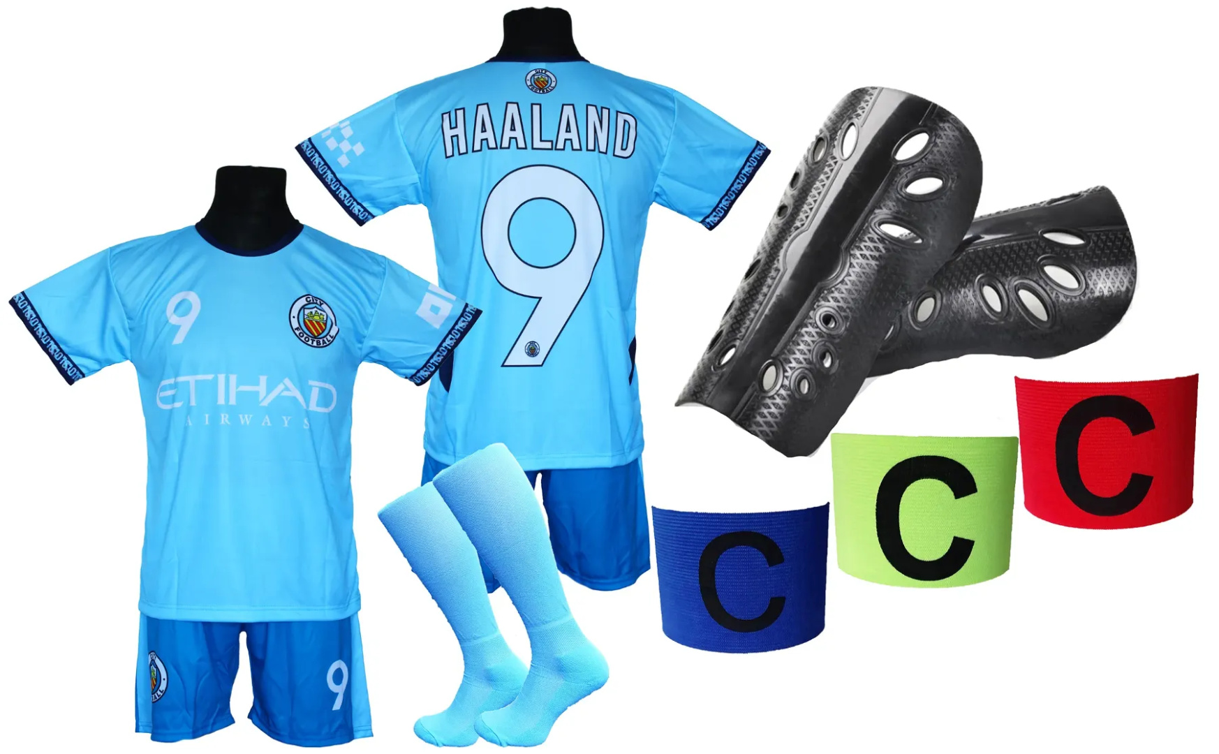 HAALAND komplet sportowy strój piłkarski Manchester City dla dzieci + dodatki