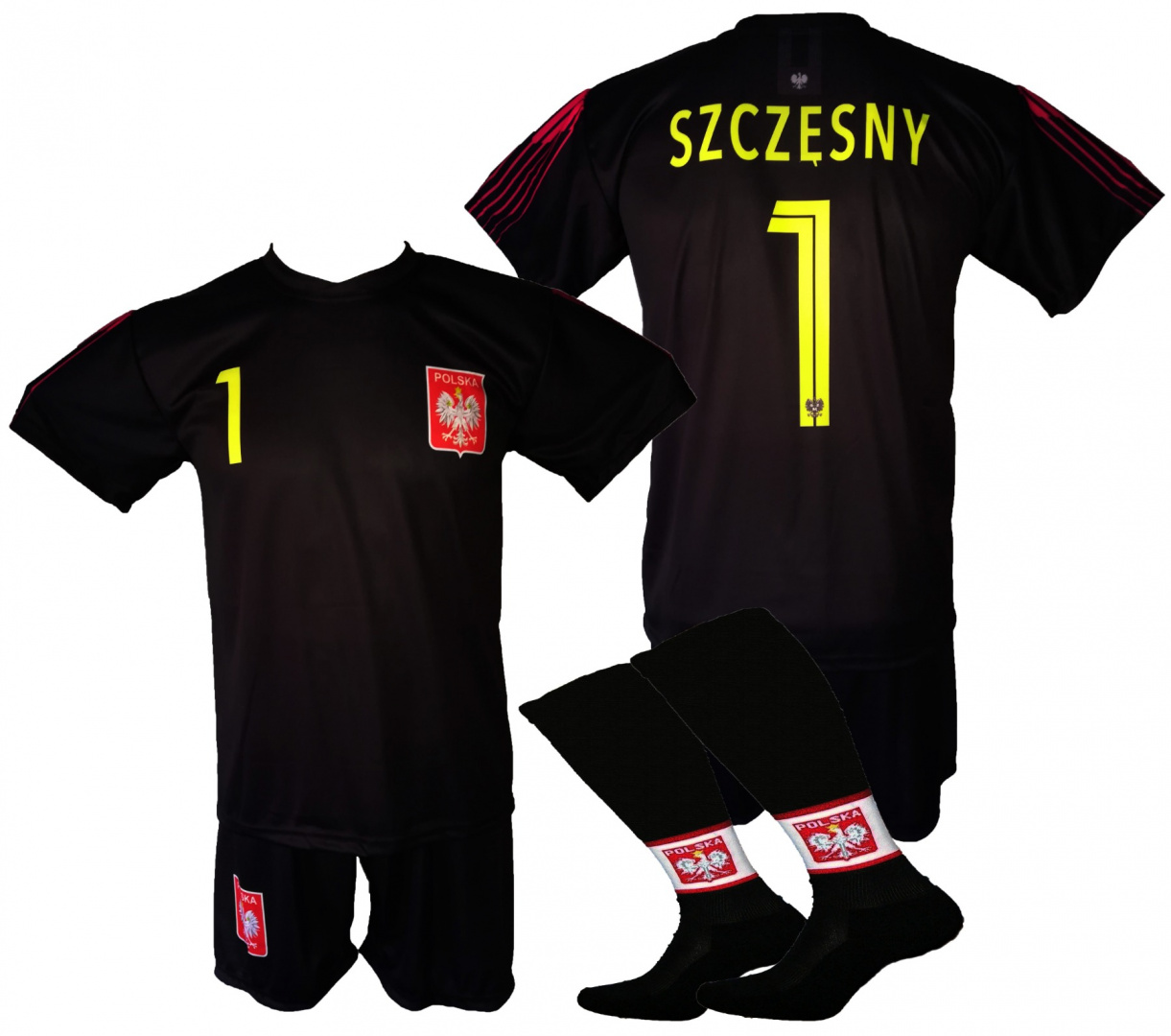 SZCZĘSNY komplet sportowy strój piłkarski POLSKA dla dzieci