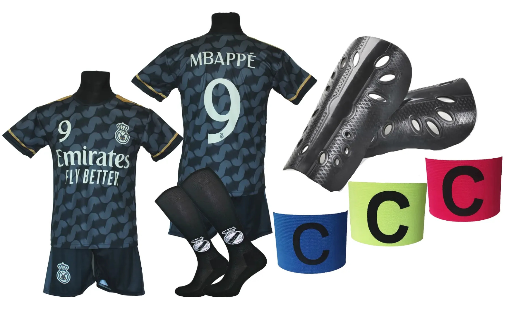MBAPPE komplet sportowy strój piłkarski MADRYT dla dzieci LOGO + dodatki