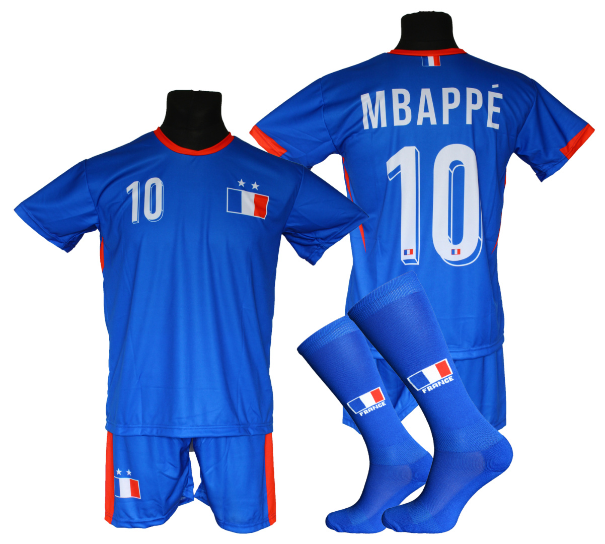 Strój piłkarski dla dzieci MBAPPE Francja - komplet sportowy + gratis