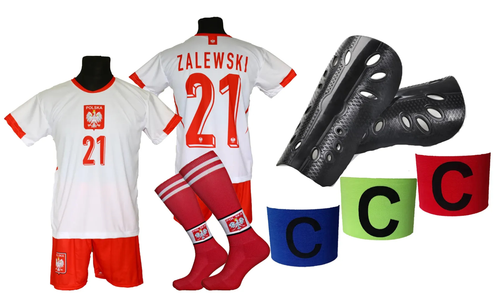 ZALEWSKI komplet sportowy strój piłkarski POLSKA ME24 dla dzieci + dodatki