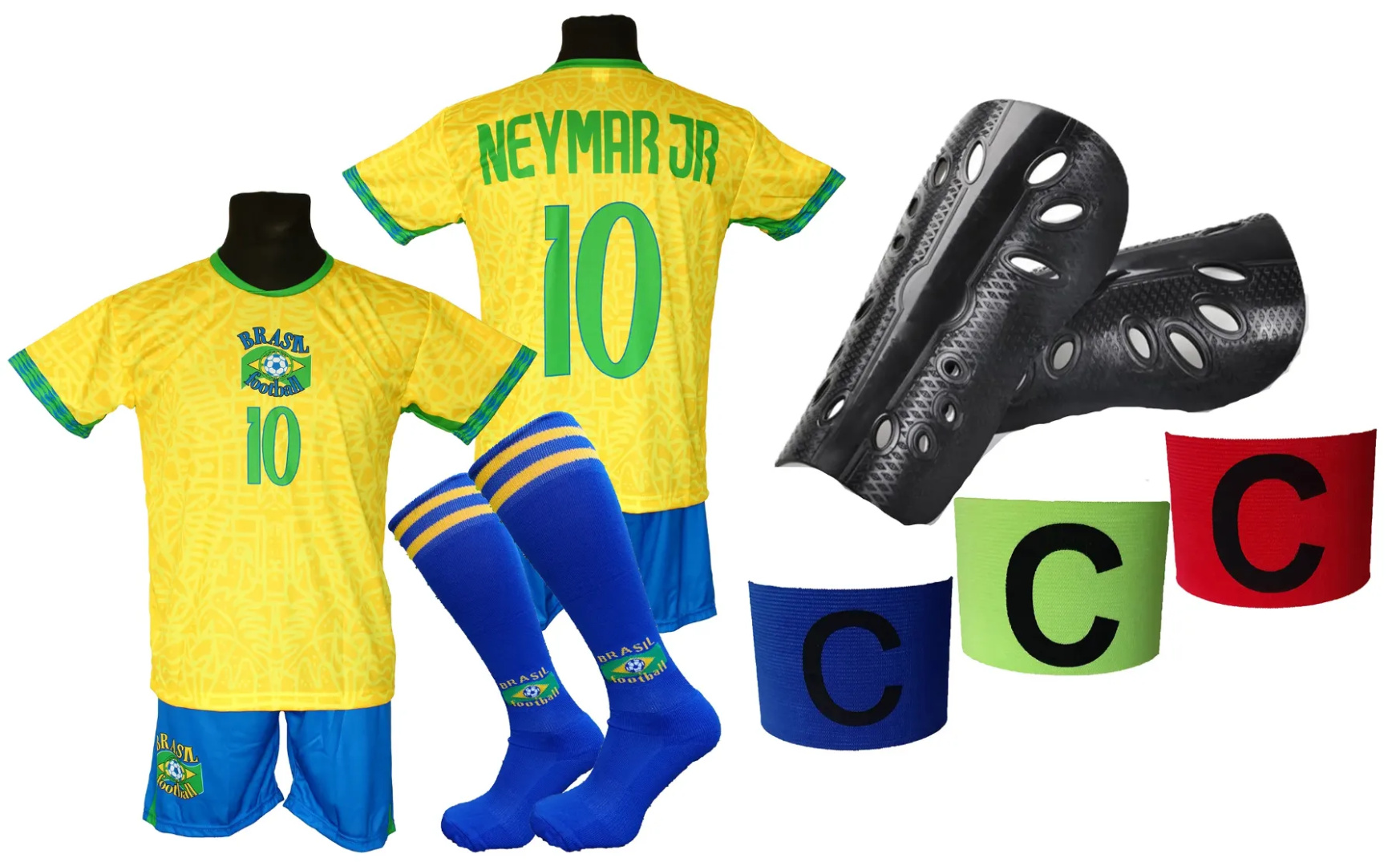NEYMAR JR komplet sportowy strój piłkarski BRAZYLIA dla dzieci + dodatki