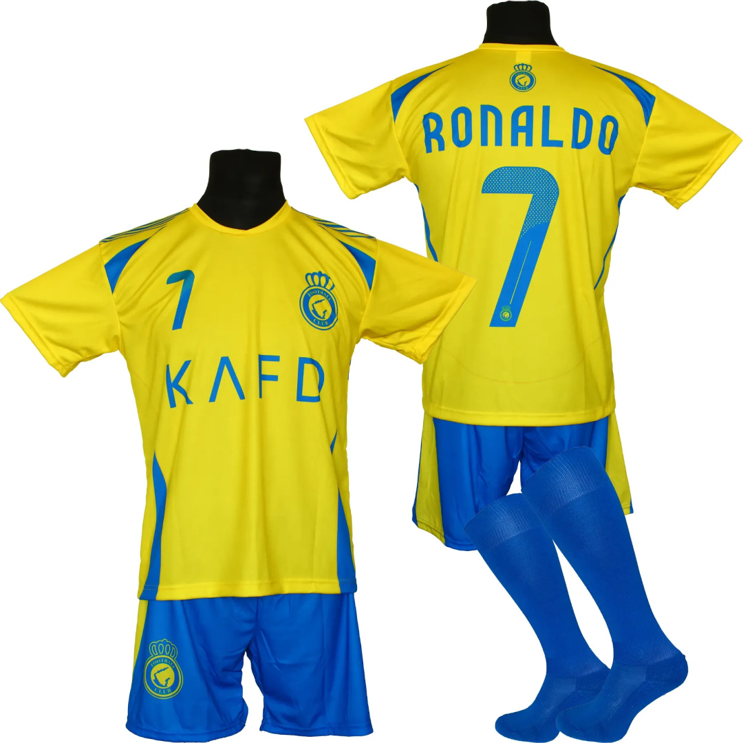 Strój piłkarski dla dzieci RONALDO Al Nassr - komplet sportowy + gratis