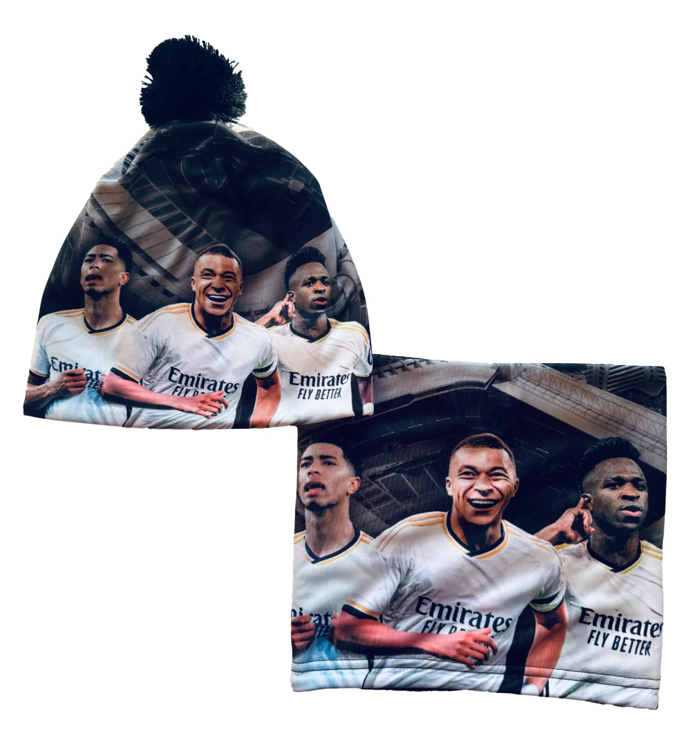 MBAPPE VINI BELLINGHAM czapka i komin ocieplone polarem - komplet