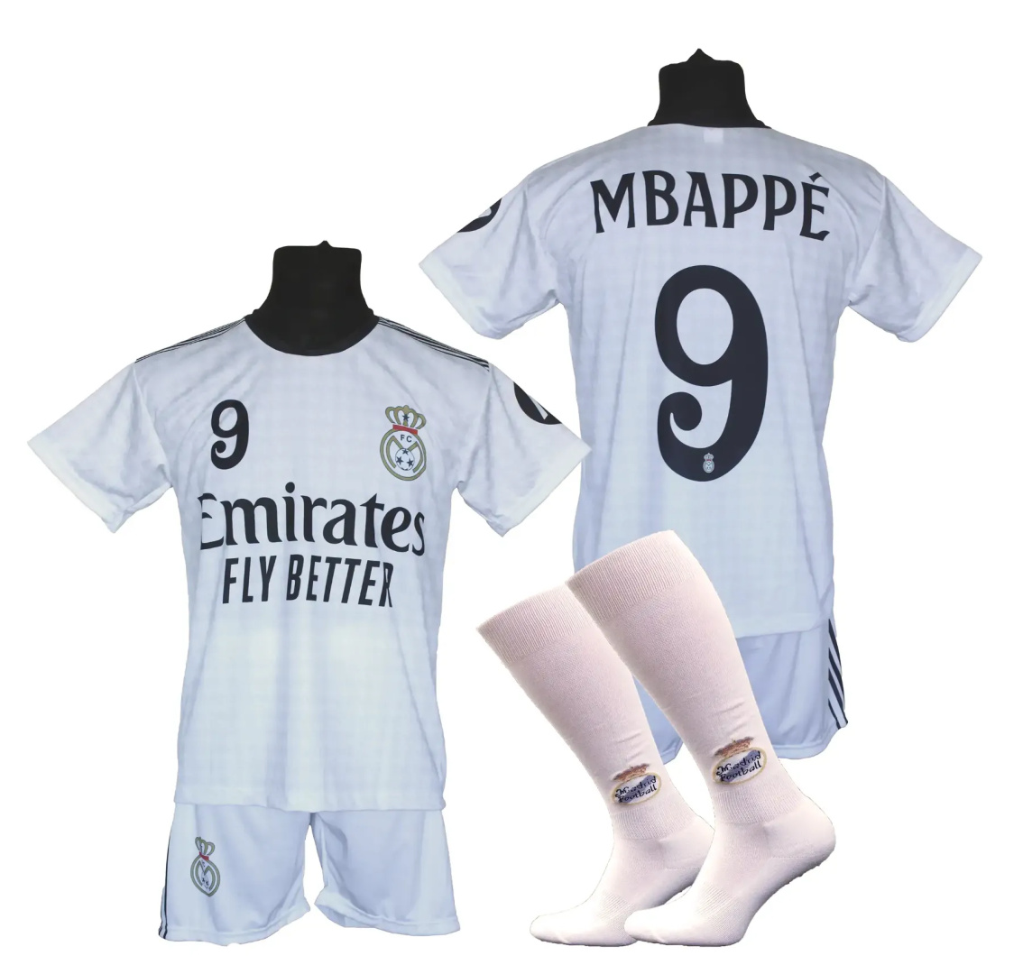 Strój piłkarski dla dzieci MBAPPE Madryt - komplet sportowy + gratis