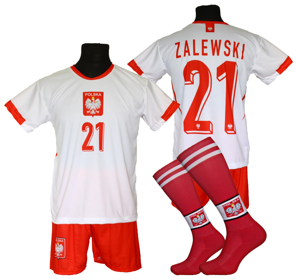 Strój piłkarski dla dzieci ZALEWSKI Polska - komplet sportowy + gratis
