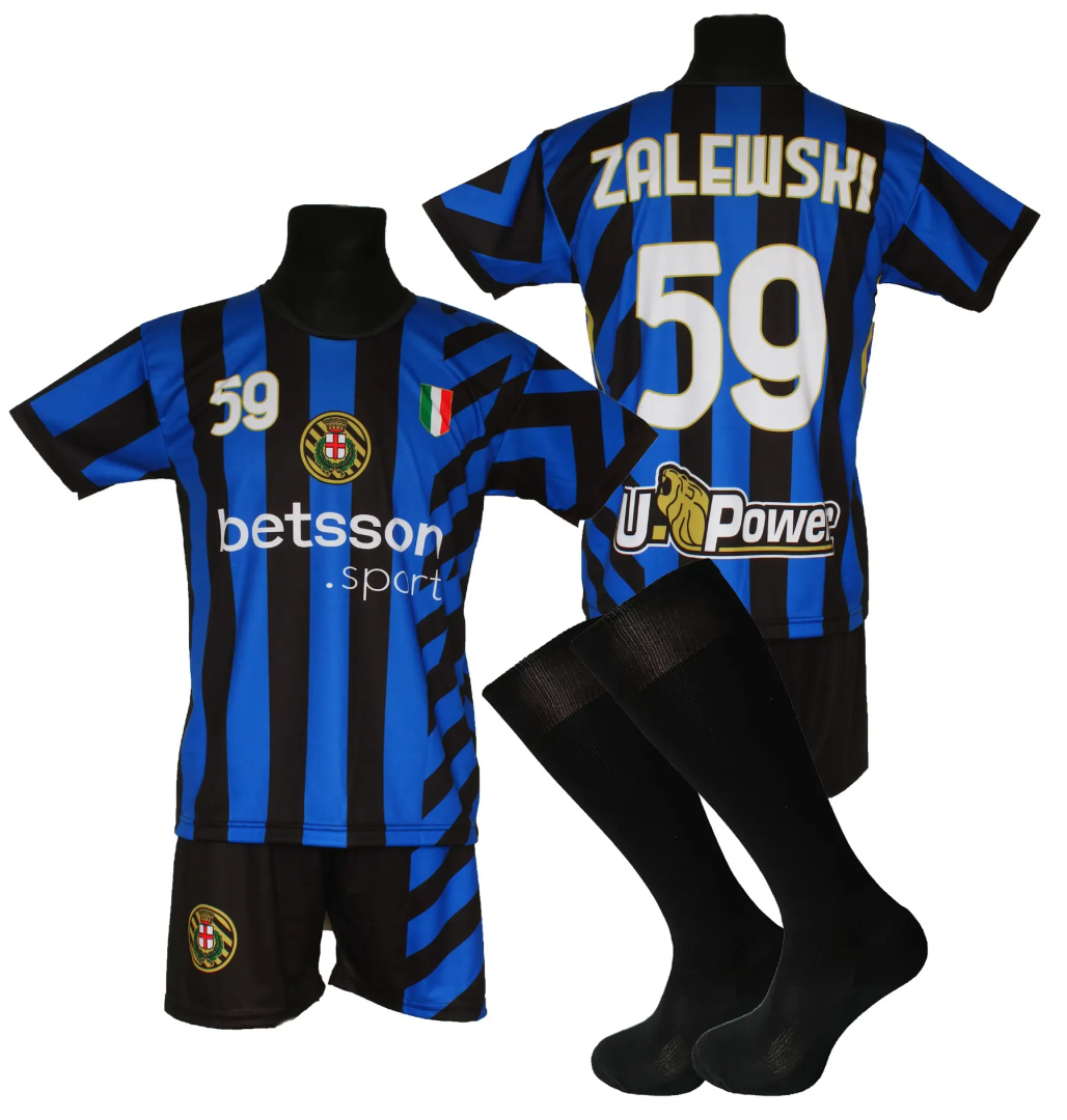 Strój piłkarski dla dzieci ZALEWSKI Inter - komplet sportowy + gratis
