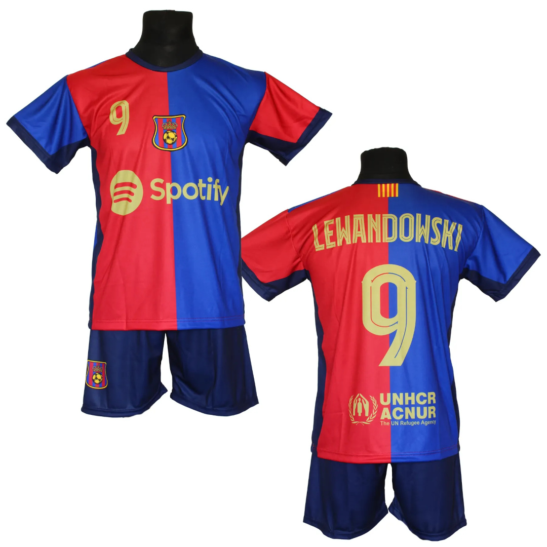 LEWANDOWSKI koszulka + spodenki BARCELONA dla dzieci
