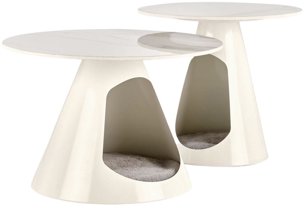 Zestaw Dwóch Ław Halmar Osario Biały marmur / Biały