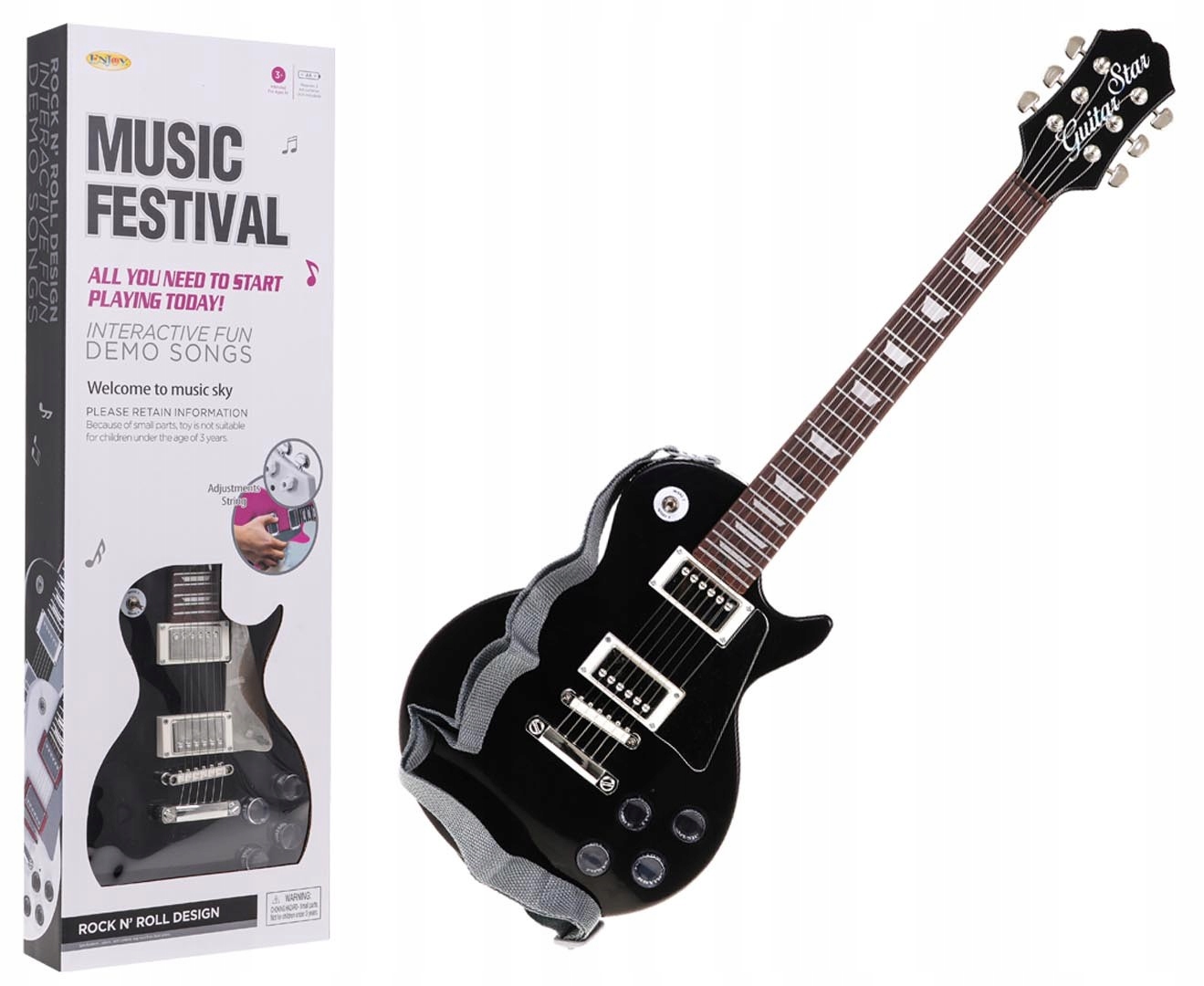 Zestaw Ramiz Gitara elektryczna z mikrofonem Czarna (5903864949391)