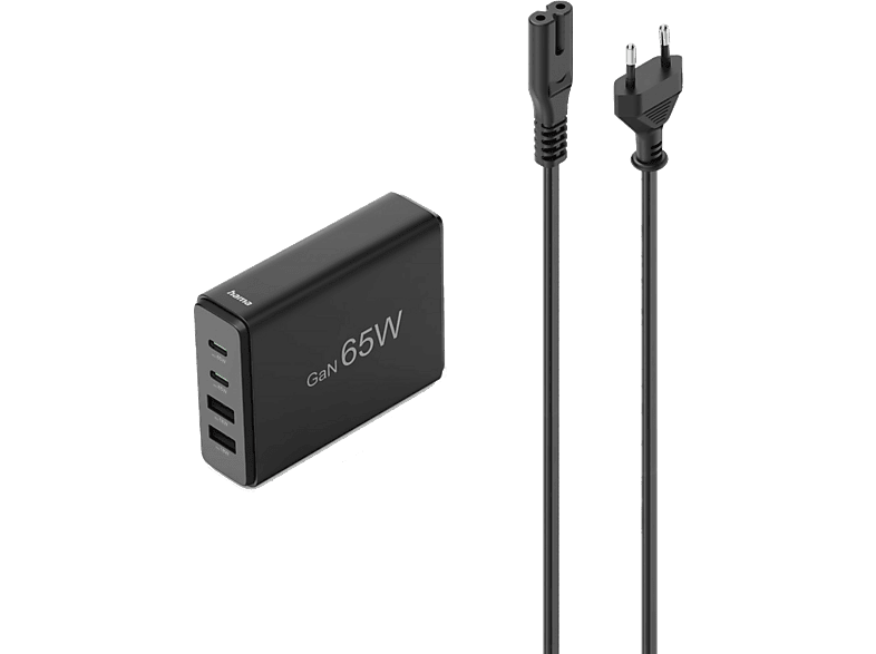 Ładowarka sieciowa HAMA GaN 65W, 2x USB-C, USB-A Czarny