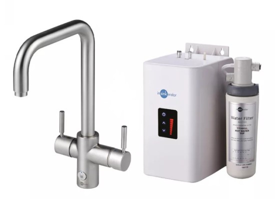 Bateria INSINKERATOR HOT 4W1U stal szczotkowana + zbiornik i filtr 45358B CZ