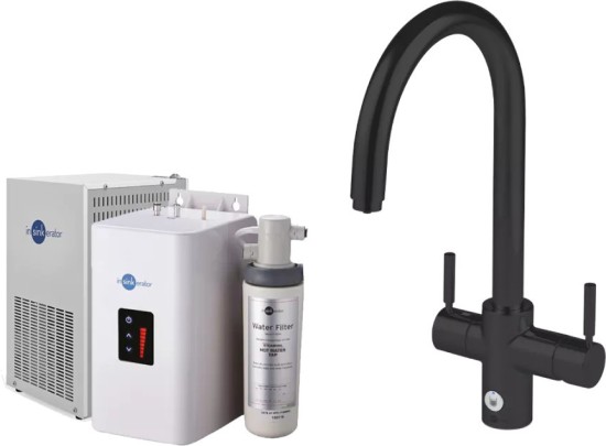 Zestaw NSINKERATOR HOT Bateria 4W1J czarny aksamit + chłodziarka, zbiornik i filtr 45357AW CCZ