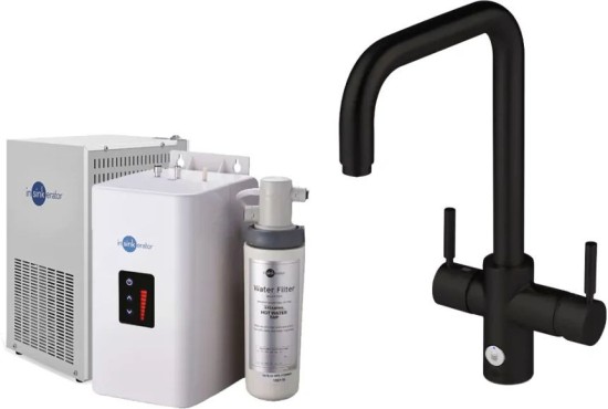 Zestaw INSINKERATOR HOT Bateria 4W1U czarny aksamit + chłodziarka, zbiornik i filtr 45358AW CCZ