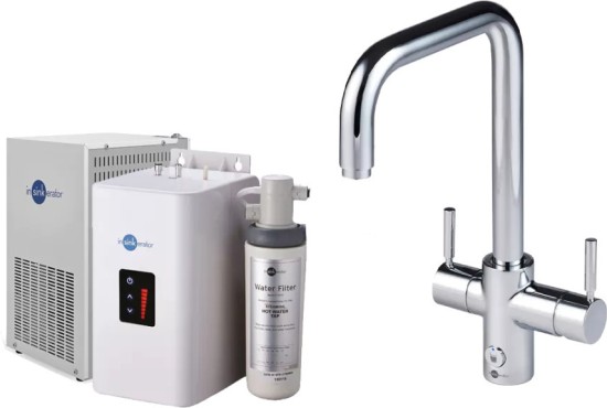 Zestaw INSINKERATOR HOT Bateria 4W1U chrom + chłodziarka, zbiornik i filtr 45358 CCZ