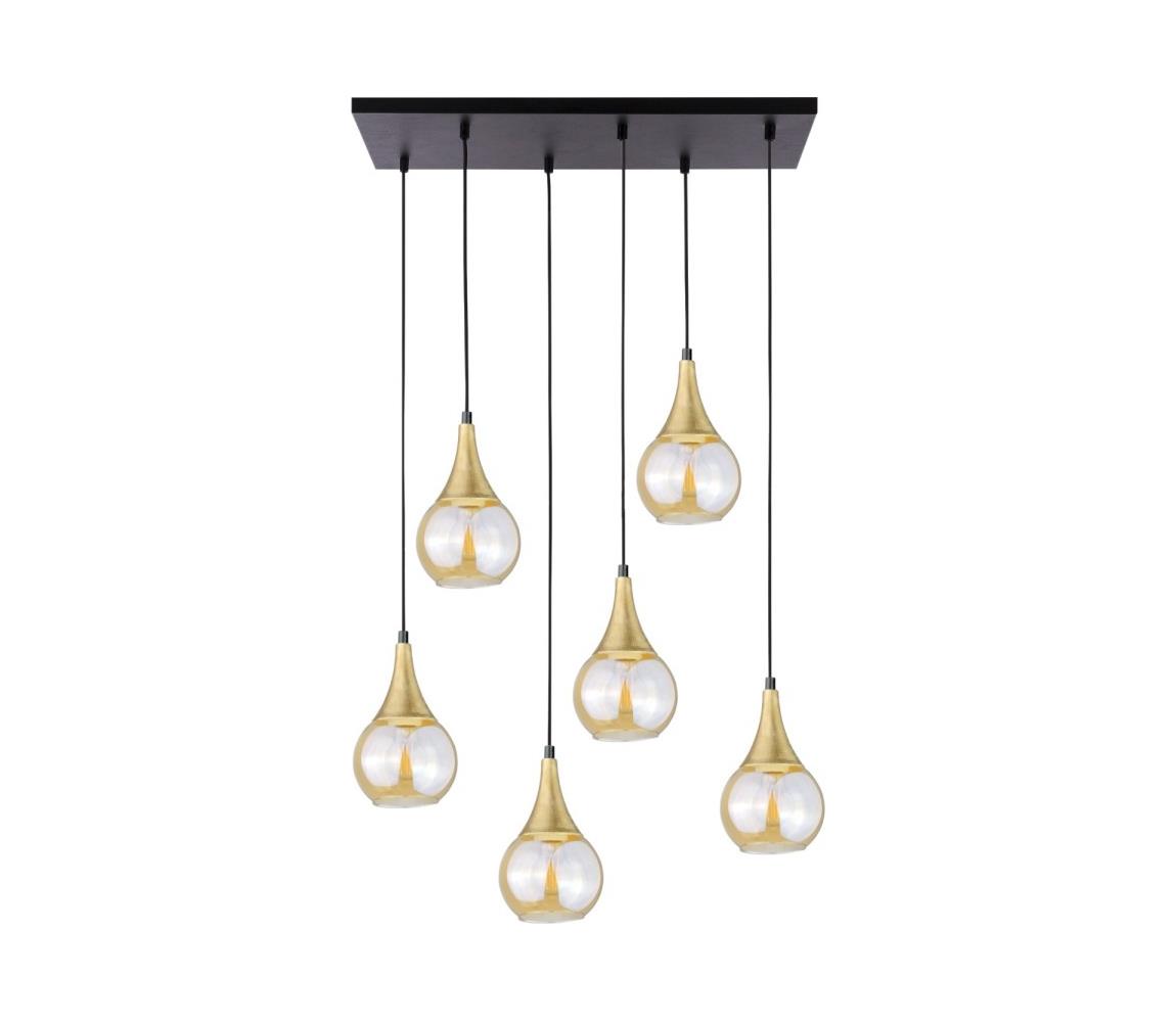 Żyrandol na lince LACRIMA HONEY 6xE27/60W/230V czarny/zl./dym beżowy