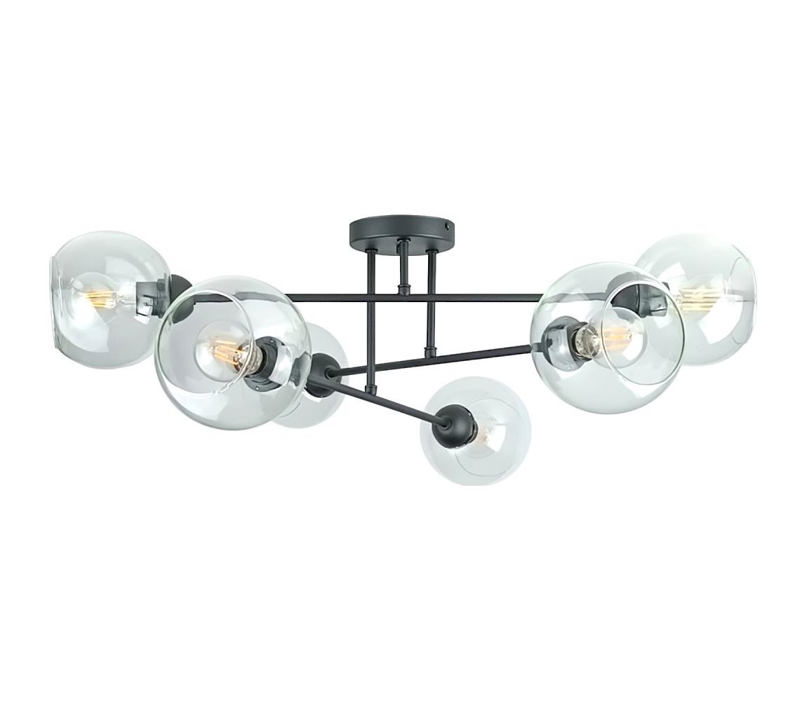 Żyrandol na drążku VASCO 6xE27/60W/230V czarny/przezroczysty