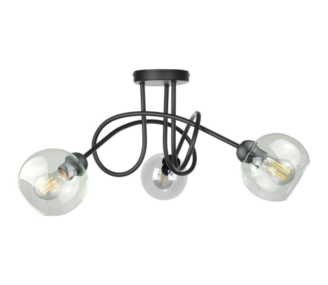 Żyrandol natynkowy EVIE 3xE27/60W/230V czarny/przezroczysty