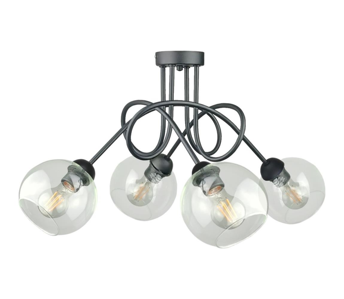 Żyrandol natynkowy EVIE 4xE27/60W/230V antracyt/przezroczysty