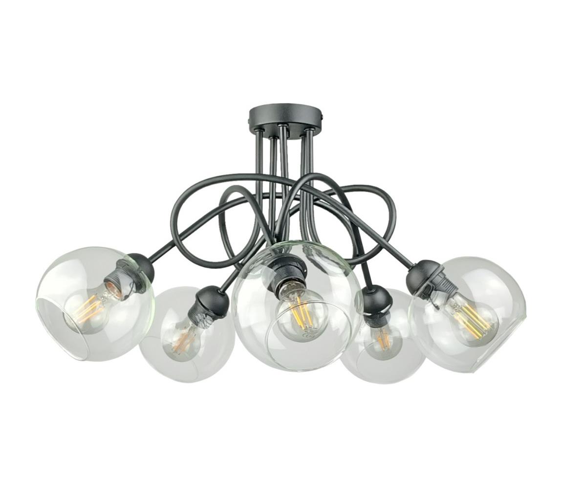 Żyrandol natynkowy EVIE 5xE27/60W/230V antracyt/przezroczysty