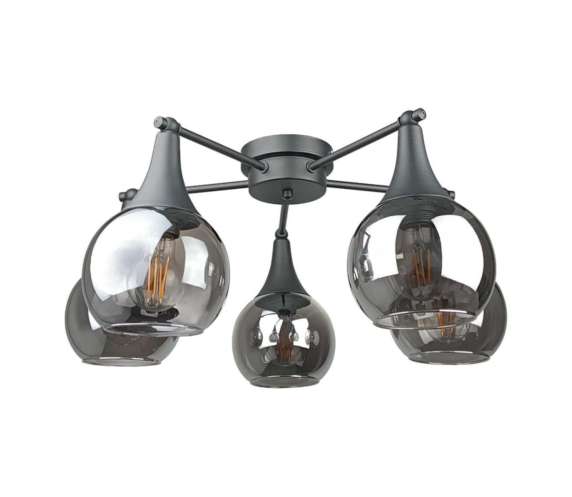Żyrandol natynkowy STAR 5xE27/60W/230V czarny/dymny czarny