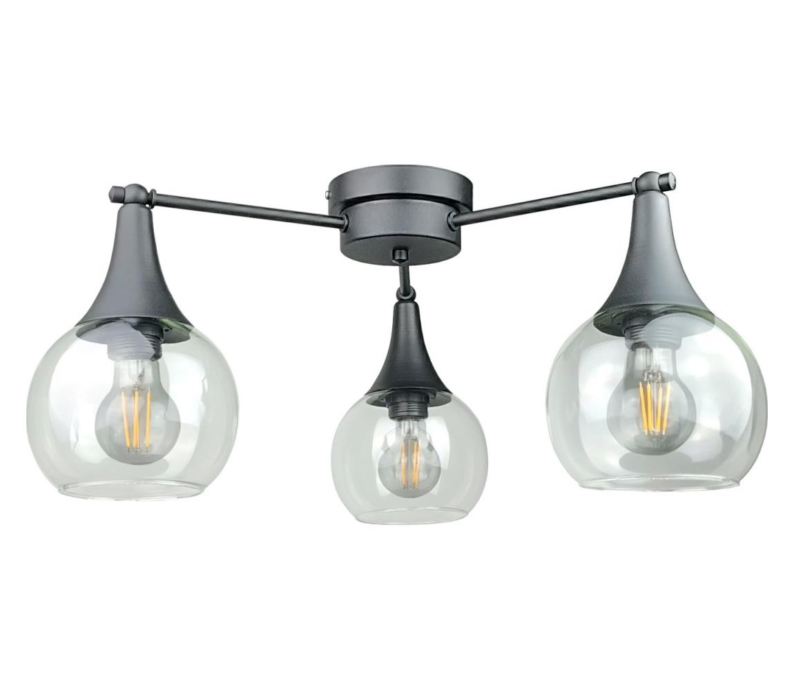 Żyrandol natynkowy STAR 3xE27/60W/230V czarny/przezroczysty