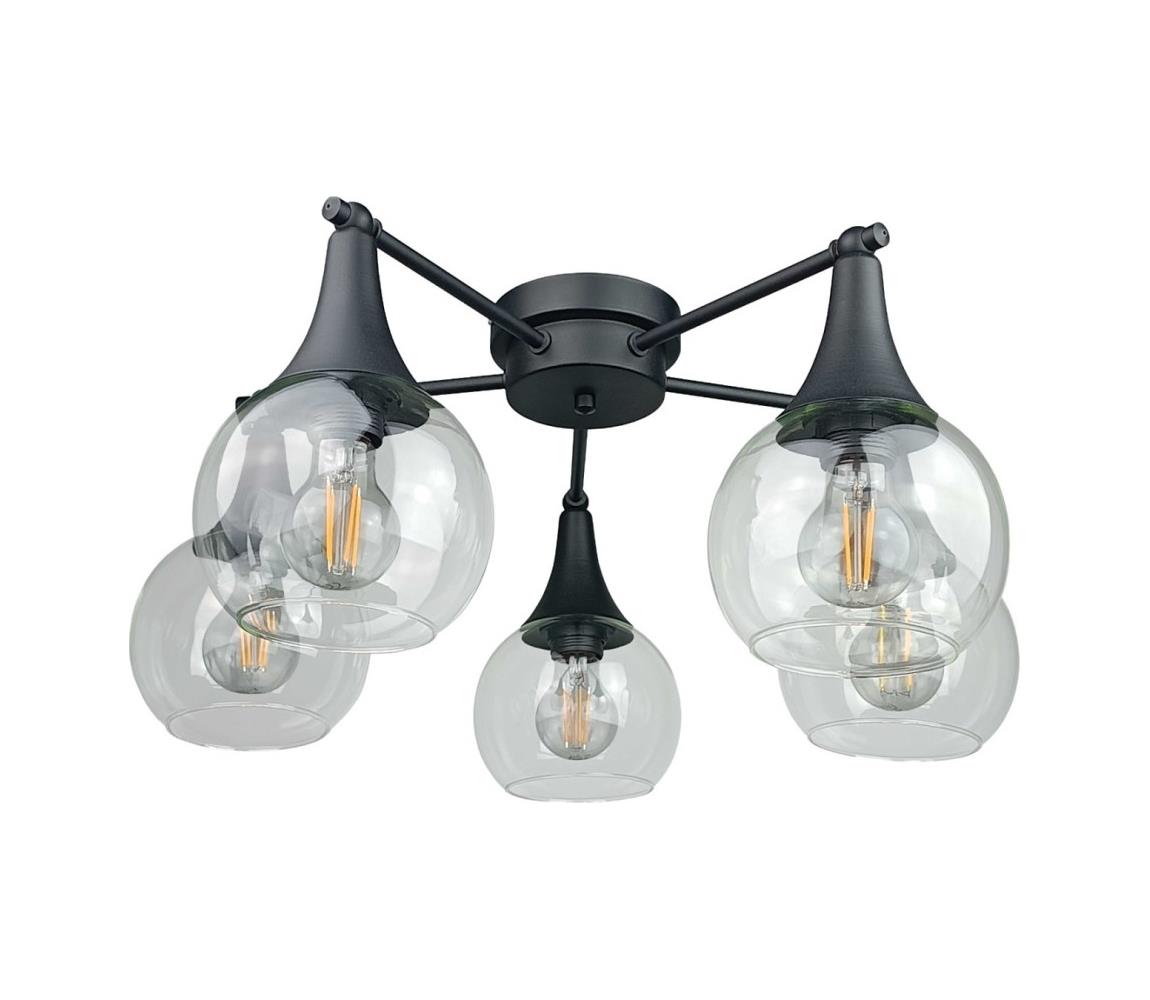 Żyrandol natynkowy STAR 5xE27/60W/230V czarny/przezroczysty